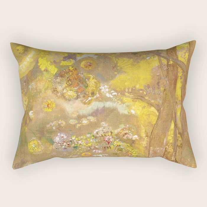 Odilon Redon "Trees On A Yellow Background" Rectangular Pillow
