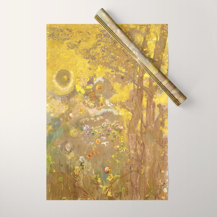 Odilon Redon "Trees On A Yellow Background" Wrapping Paper