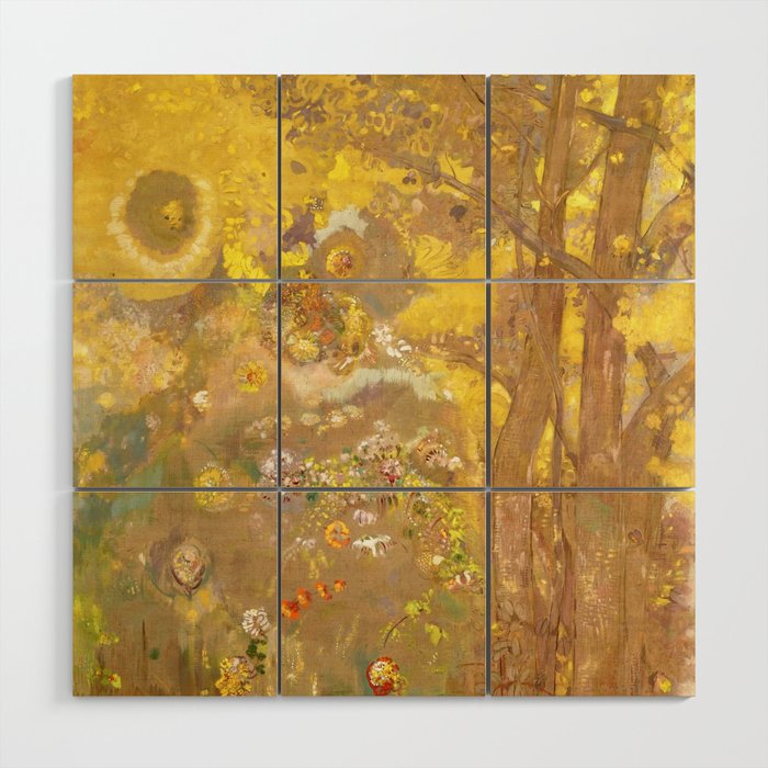 Odilon Redon "Trees On A Yellow Background" Wood Wall Art
