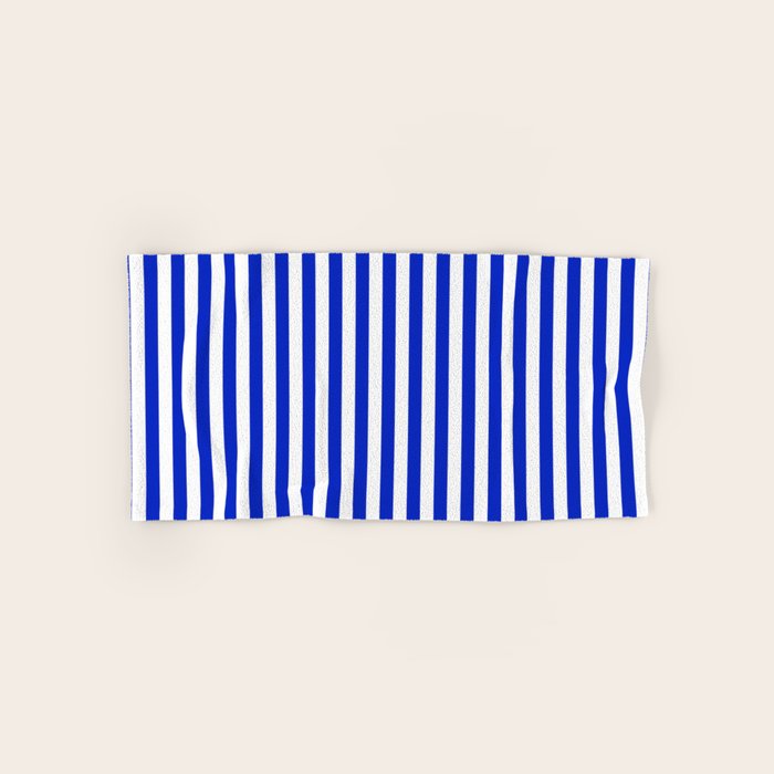 Cobalt Blue And White Vertical Deck Chair Stripe Bath Towel