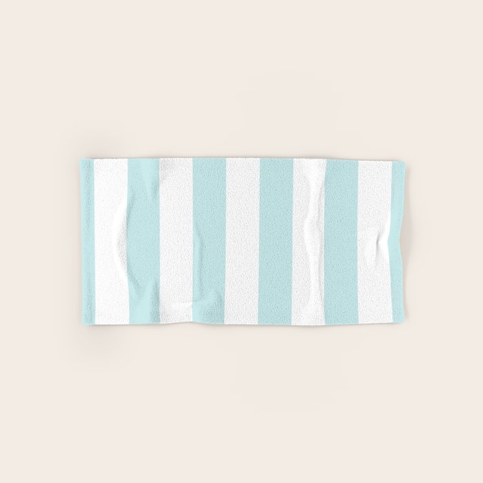Duck Egg Pale Aqua Blue And White Wide Vertical Cabana Tent Stripe Bath Towel
