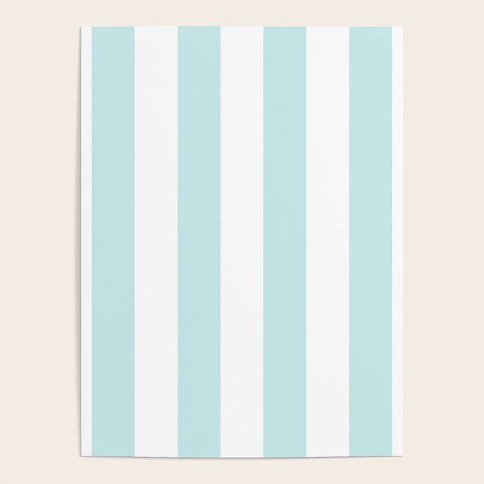 Duck Egg Pale Aqua Blue And White Wide Vertical Cabana Tent Stripe Poster