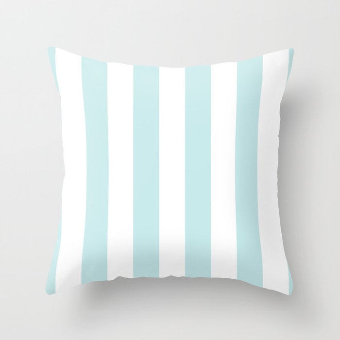 Duck Egg Pale Aqua Blue And White Wide Vertical Cabana Tent Stripe Throw Pillow