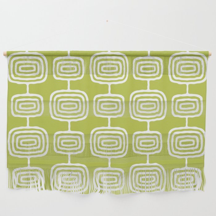 Mid Century Modern Atomic Rings Pattern Chartreuse Wall Hanging