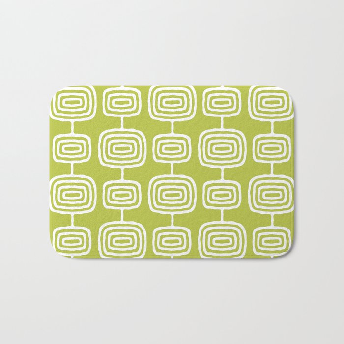 Mid Century Modern Atomic Rings Pattern Chartreuse Bath Mat