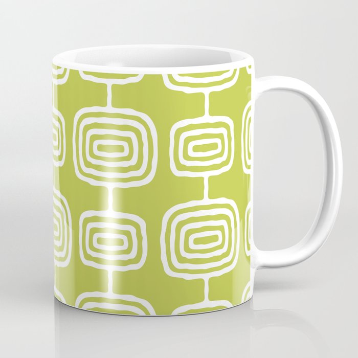 Mid Century Modern Atomic Rings Pattern Chartreuse Coffee Mug