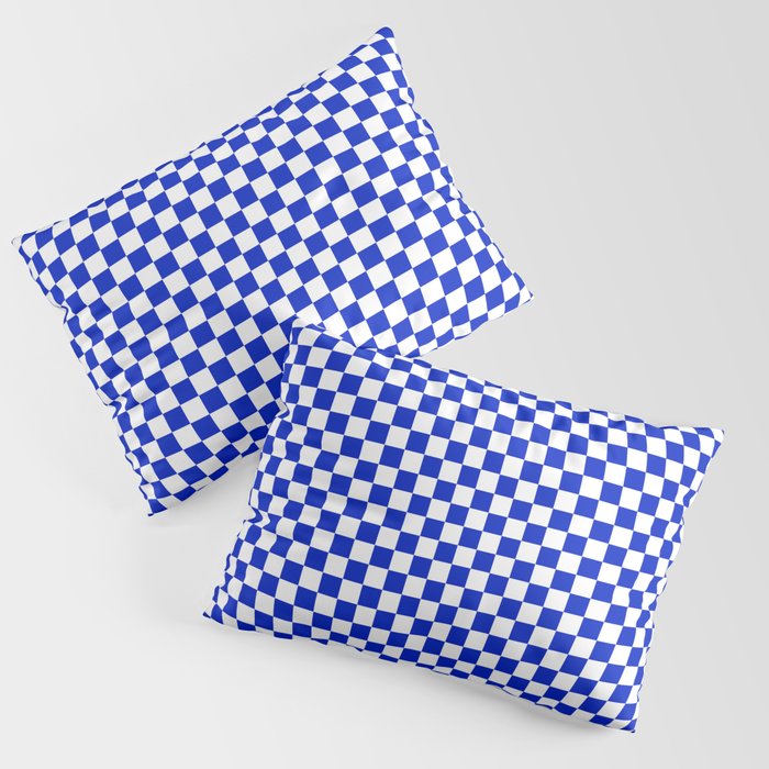 Small Cobalt Blue And White Checkerboard Pattern Pillow Sham