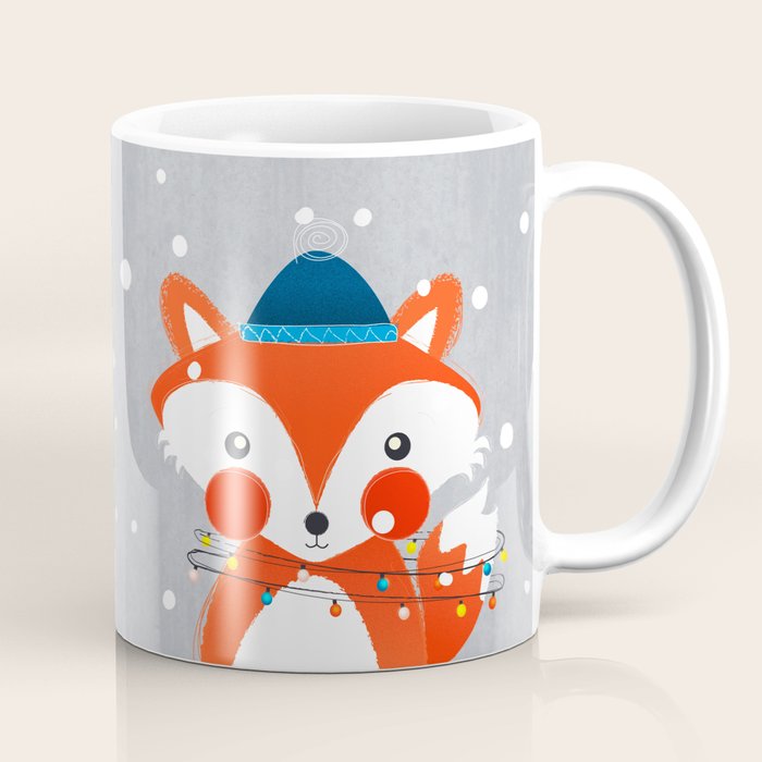 Christmas Fox With Fairy Lights Coffee Mug