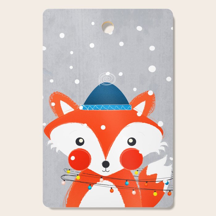 Christmas Fox With Fairy Lights Cutting Board