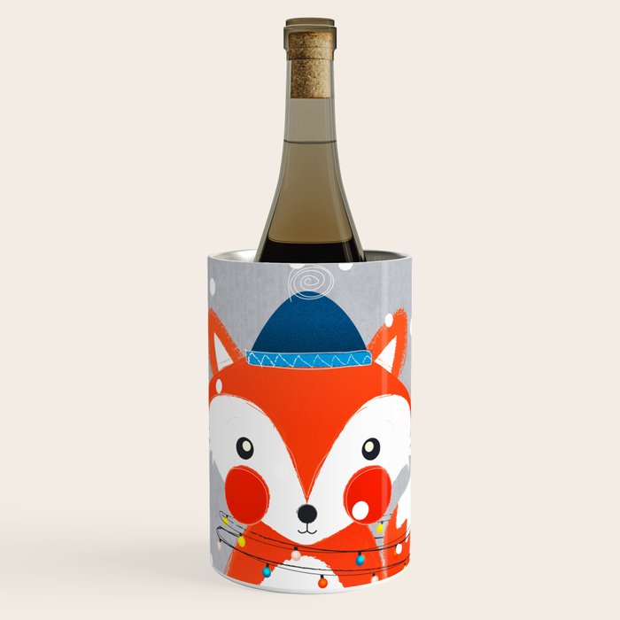 Christmas Fox With Fairy Lights Wine Chiller