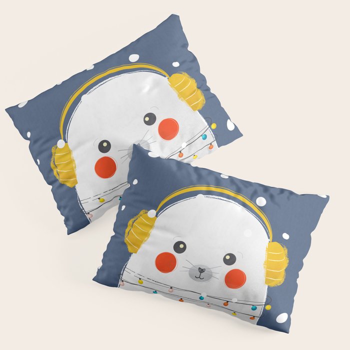 Christmas Baby Seal With Fairy Lights Pillow Sham