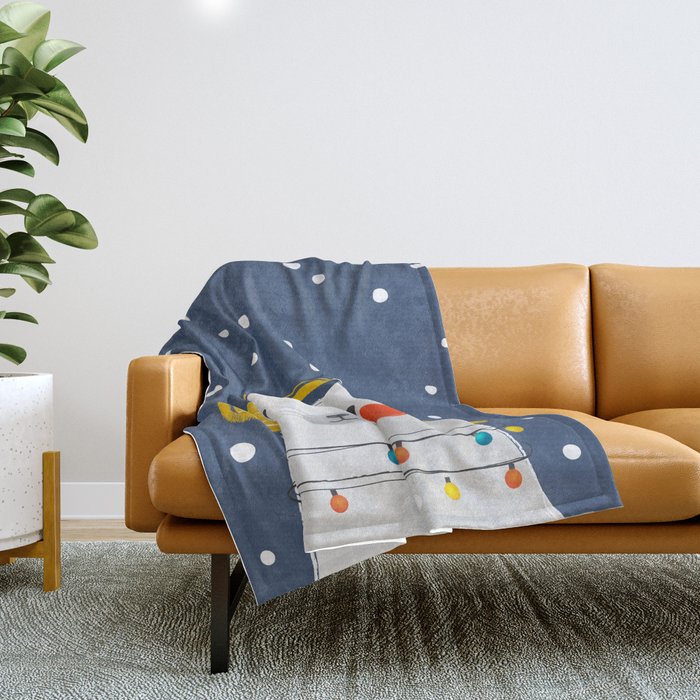 Christmas Baby Seal With Fairy Lights Throw Blanket