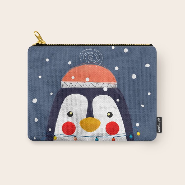 Christmas Penguin With Fairy Lights No2 Carry All Pouch