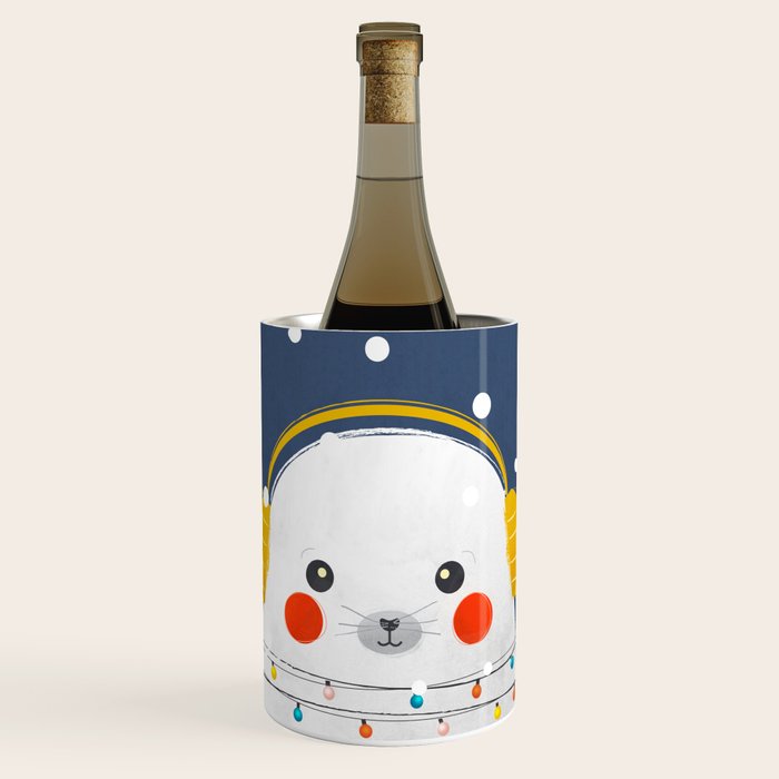 Christmas Baby Seal With Fairy Lights Wine Chiller