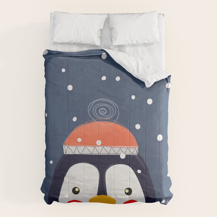Christmas Penguin With Fairy Lights No2 Comforter