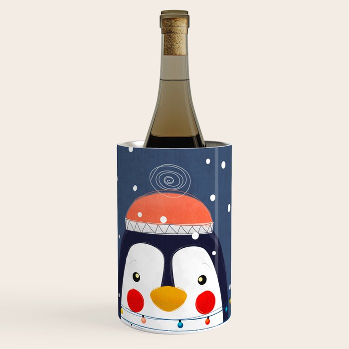 Christmas Penguin With Fairy Lights No2 Wine Chiller