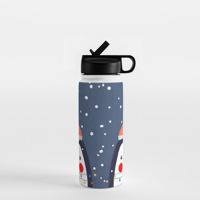 Christmas Penguin With Fairy Lights No2 Water Bottle