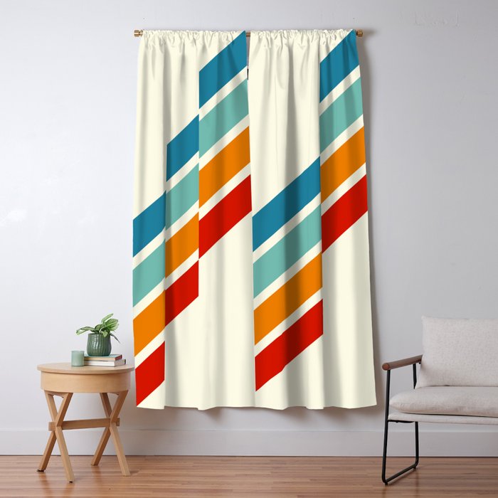 Alator - Classic 70s Retro Summer Stripes Window Curtain