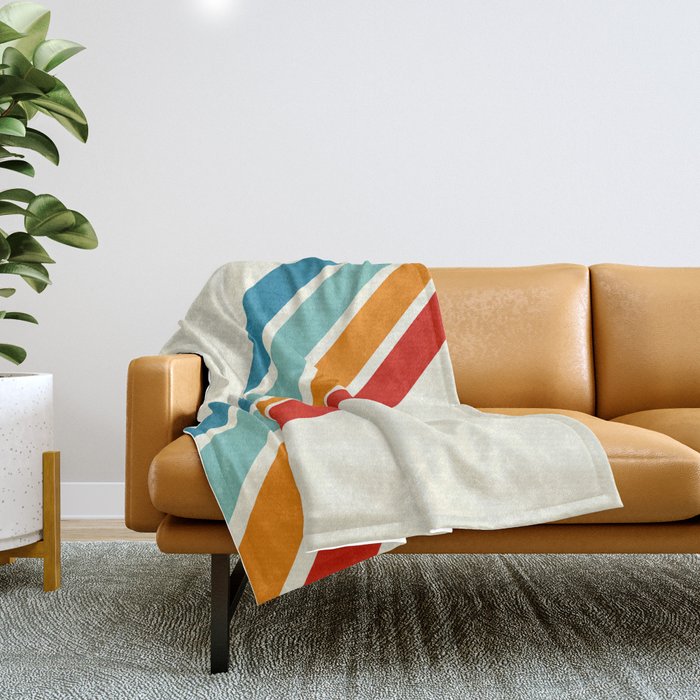 Alator - Classic 70s Retro Summer Stripes Throw Blanket