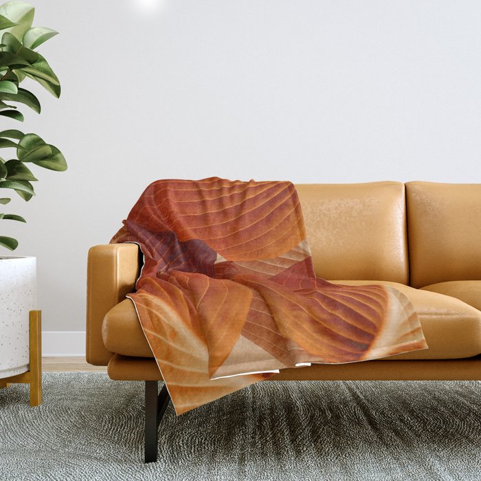 Leaves In Terracotta Color #Decor #Homestorie #Buyart Throw Blanket