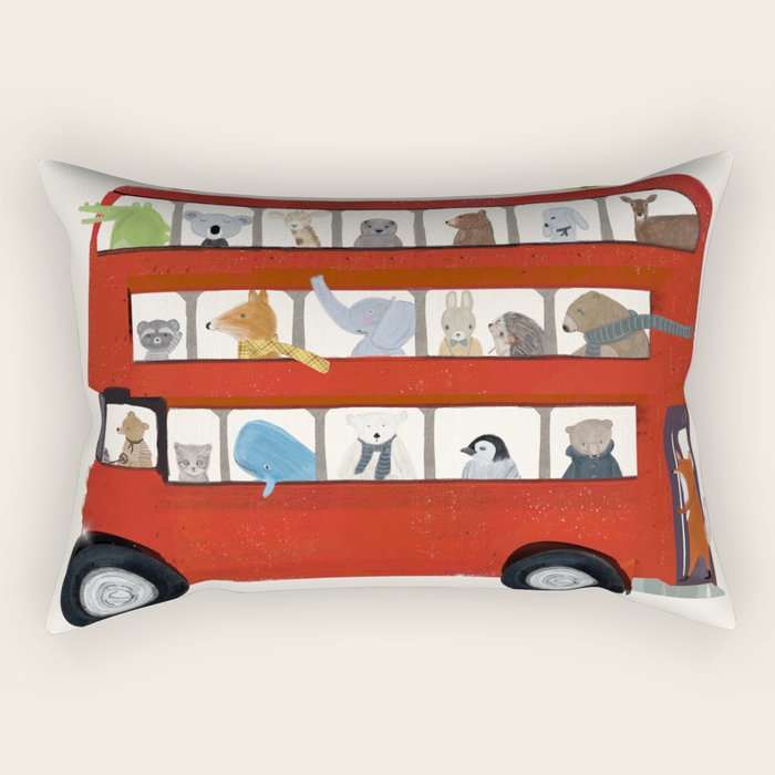 The Big Little Red Bus Rectangular Pillow