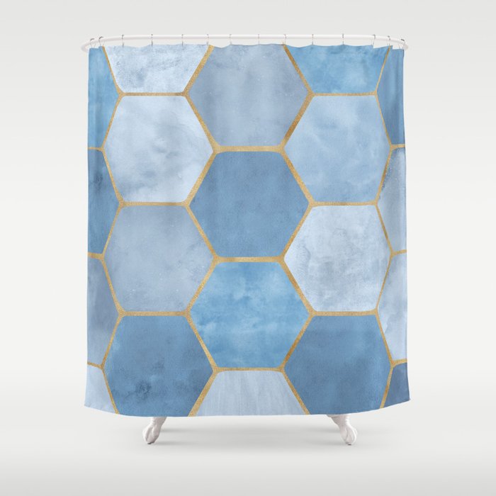 Blue Stone Coastal Design Shower Curtain