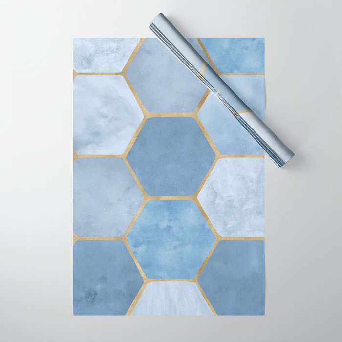 Blue Stone Coastal Design Wrapping Paper