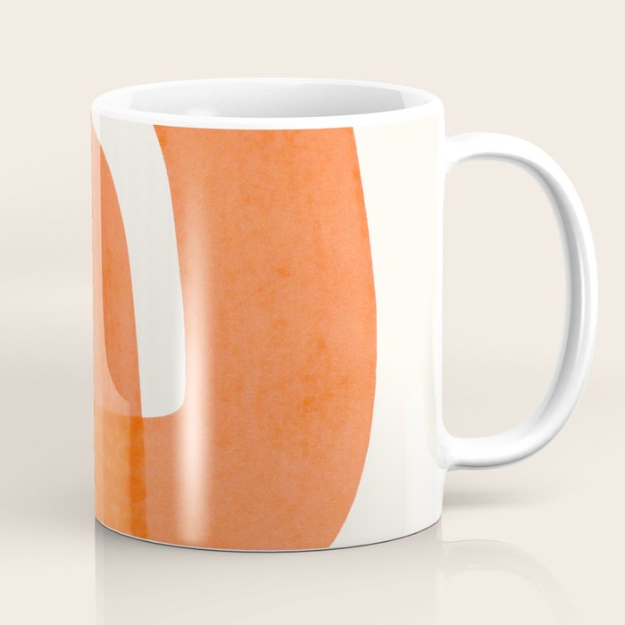 Fun Abstract Minimalist Mid Century Modern Orange Brush Strokes Watercolor Black Pattern Coffee Mug