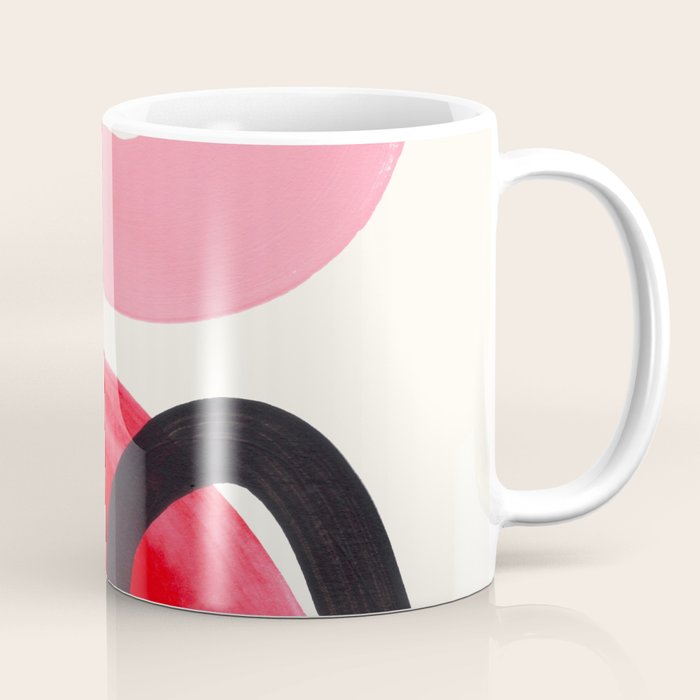 Vintage Abstract Mid Century Modern Playful Pink Red Candy Colors Organic Shapes Coffee Mug