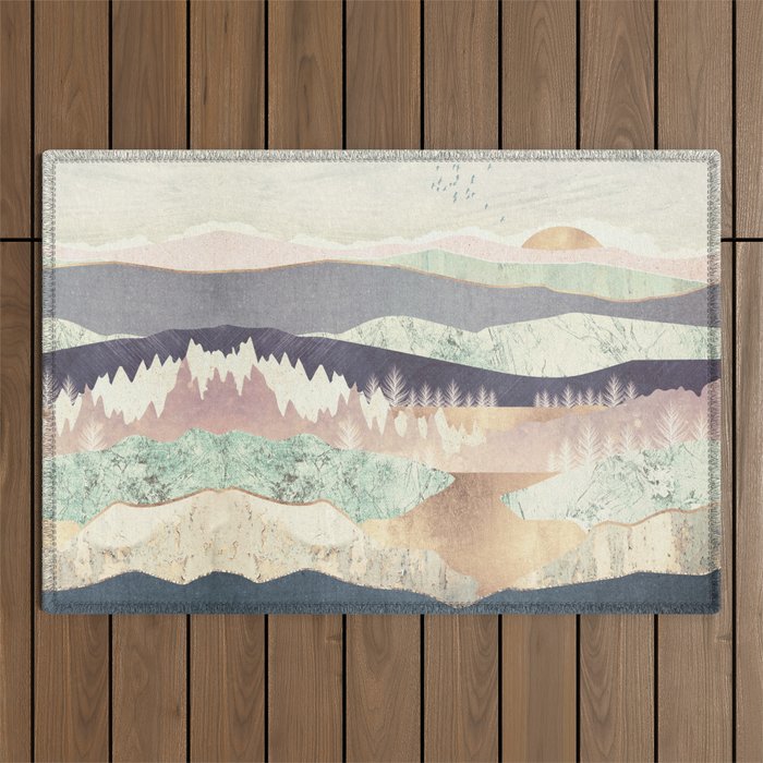 Golden Spring Reflection-Horizontal Muted Outdoor Rug