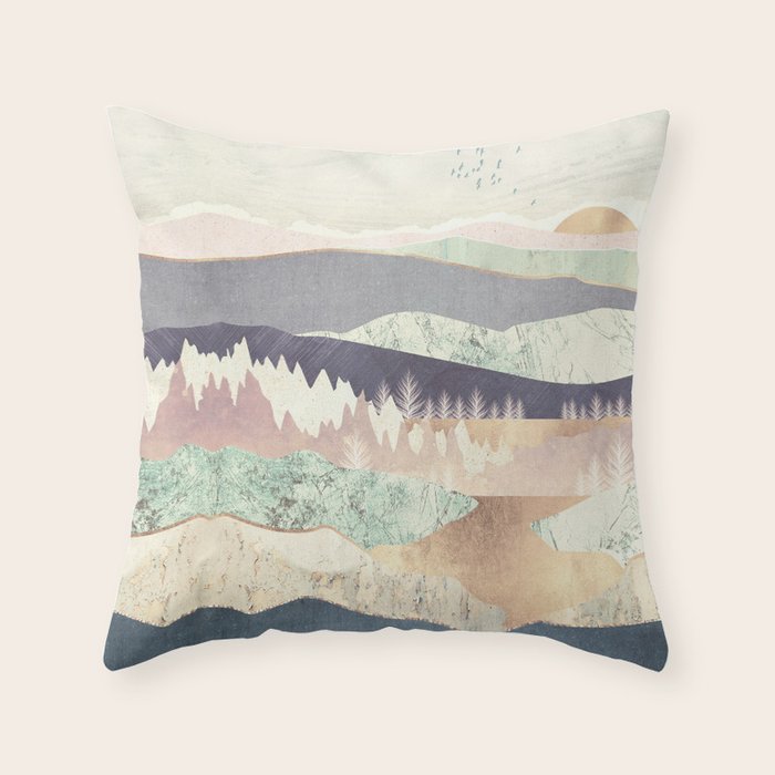 Golden Spring Reflection-Horizontal Muted Throw Pillow