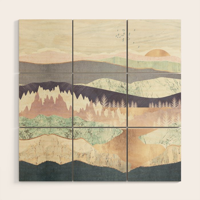 Golden Spring Reflection-Horizontal Muted Wood Wall Art
