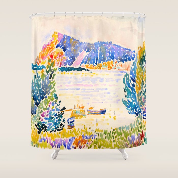 Henri-Edmond Cross Neo-Impressionism Pointillism Cap NèGre 1909 Watercolorpainting Shower Curtain