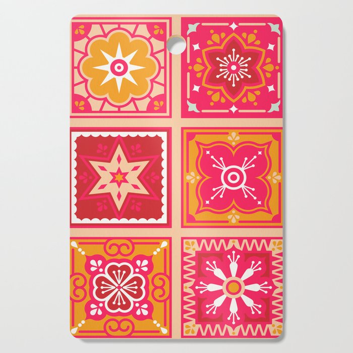 Talavera Mexican Tile - Hot Pink & Orange Palette Cutting Board