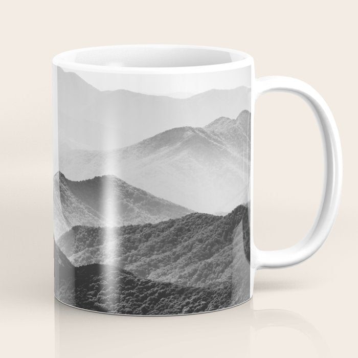 Glimpse - Black And White Mountains Landscape Nature Photography Coffee Mug