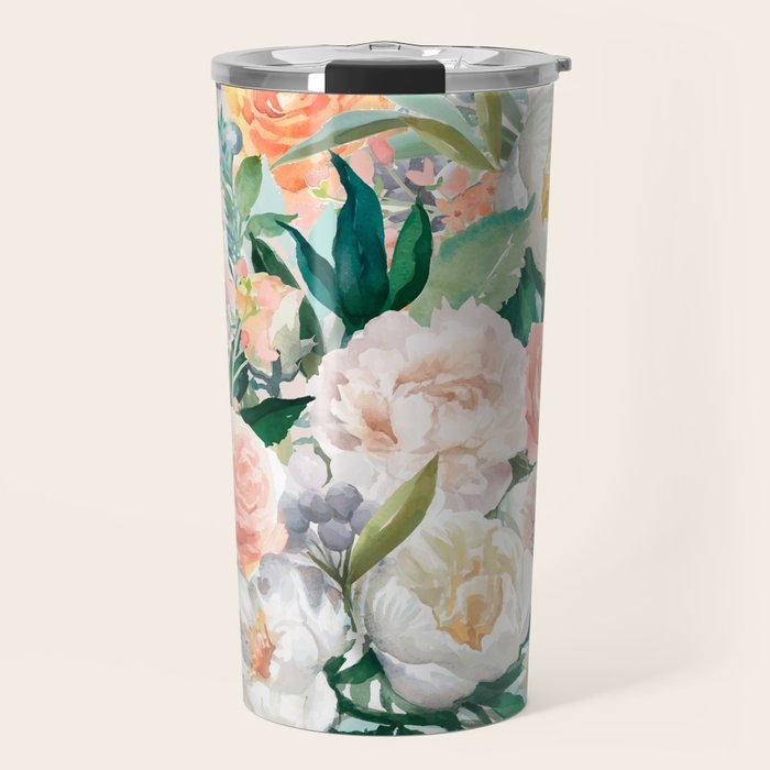 Pastel Flower Bouquet With Roses Travel Mug