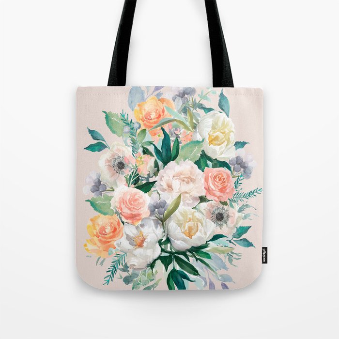 Pastel Flower Bouquet With Roses Tote Bag