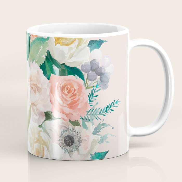 Pastel Flower Bouquet With Roses Coffee Mug