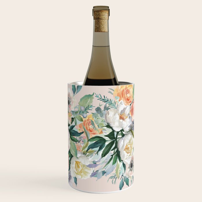 Pastel Flower Bouquet With Roses Wine Chiller