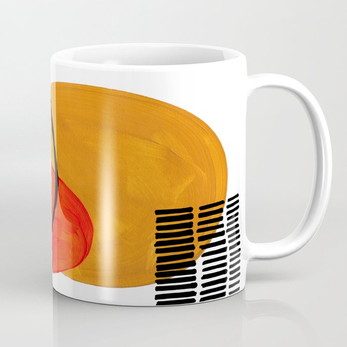Mid Century Modern Abstract Vintage Pop Art Space Age Pattern Orange Yellow Black Orbit Accent Coffee Mug