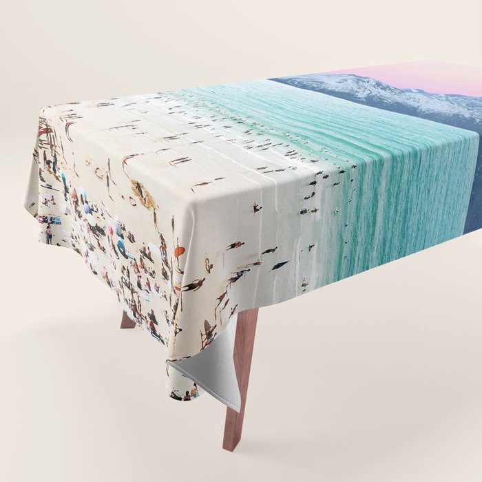 The Island, Pastel Tropical Beach, Travel Nature Landscape, Surrealism Photography Summer Tablecloth