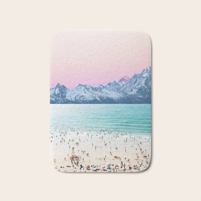 The Island, Pastel Tropical Beach, Travel Nature Landscape, Surrealism Photography Summer Bath Mat