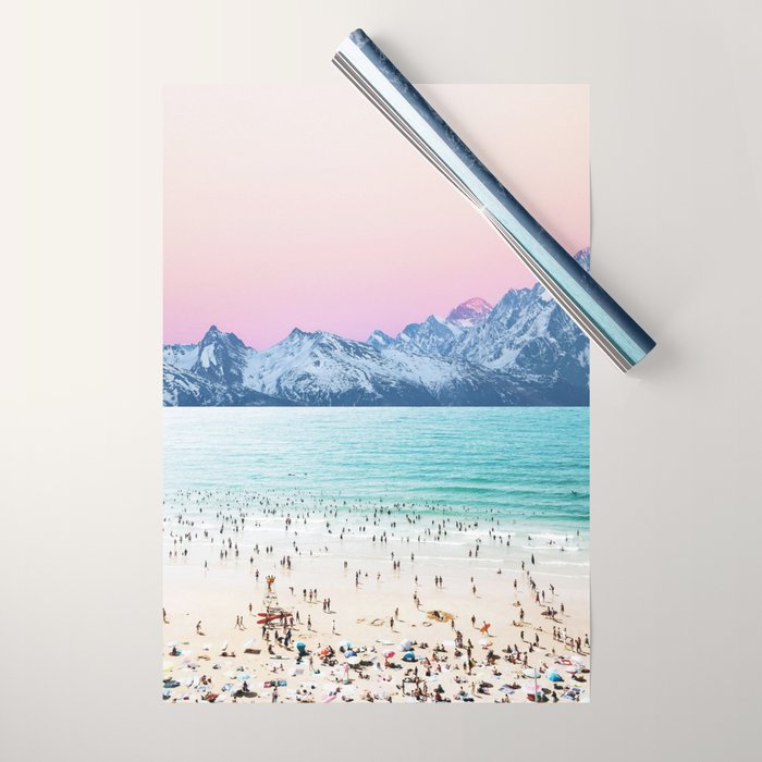 The Island, Pastel Tropical Beach, Travel Nature Landscape, Surrealism Photography Summer Wrapping Paper