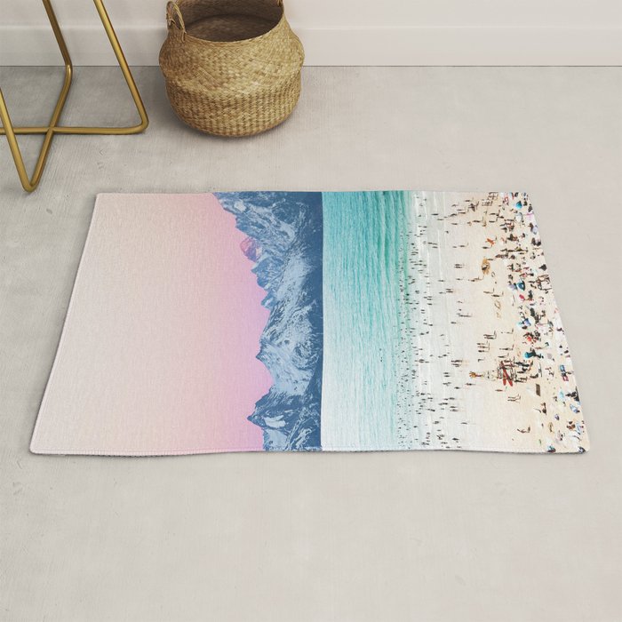 The Island, Pastel Tropical Beach, Travel Nature Landscape, Surrealism Photography Summer Rug