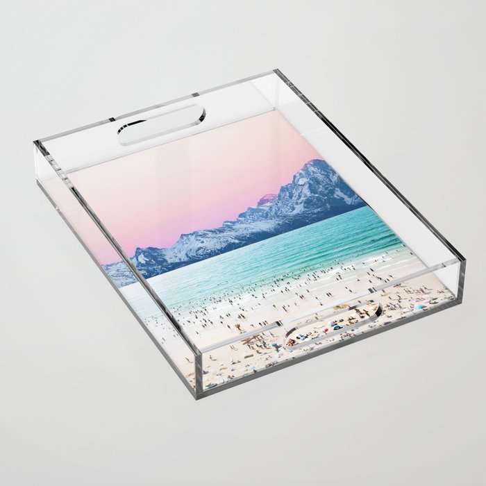 The Island, Pastel Tropical Beach, Travel Nature Landscape, Surrealism Photography Summer Acrylic Tray