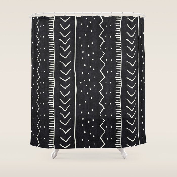 Cute Geometric Stripe In Black And White Shower Curtain