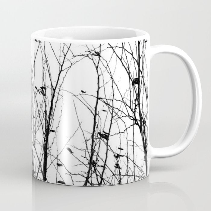Black White Tree Branch Bird Nature Pattern Coffee Mug