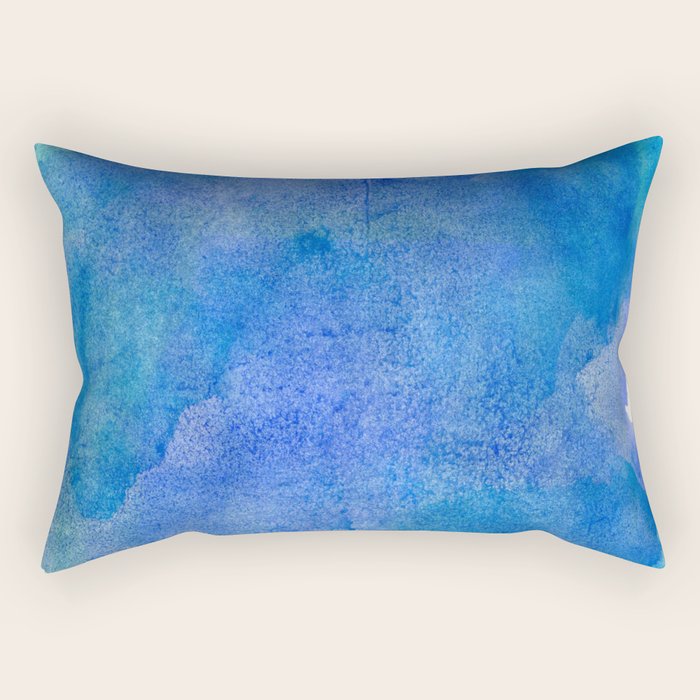 Hand Painted Abstract Blue Green Watercolor Brushstrokes Rectangular Pillow
