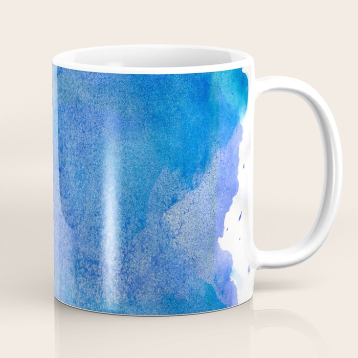 Hand Painted Abstract Blue Green Watercolor Brushstrokes Coffee Mug