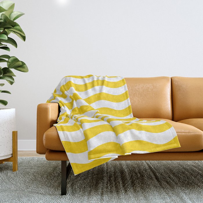Wavy Stripes Patten Yellow Throw Blanket